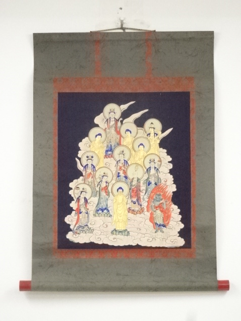 大正～昭和頃　無落款　十三仏図　肉筆紙本掛軸